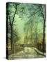 A Moonlit Road, 19th Century-John Atkinson Grimshaw-Stretched Canvas