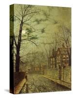 A Moonlit Road-John Atkinson Grimshaw-Stretched Canvas