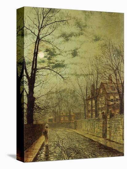 A Moonlit Road-John Atkinson Grimshaw-Stretched Canvas