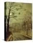 A Moonlit Road-John Atkinson Grimshaw-Stretched Canvas
