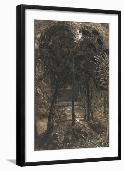 A Moonlit Scene with a Winding River, 1827-Samuel Palmer-Framed Giclee Print