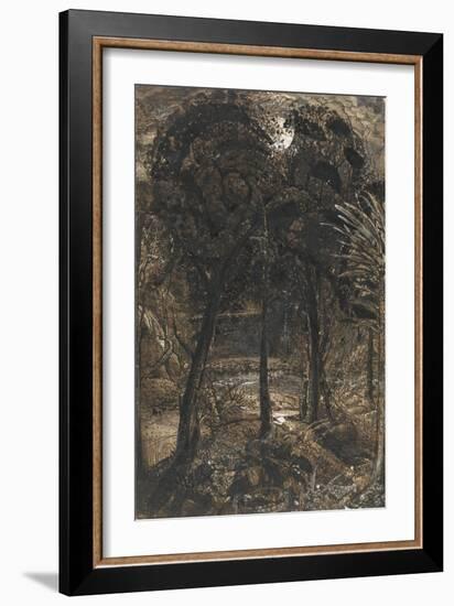 A Moonlit Scene with a Winding River, 1827-Samuel Palmer-Framed Giclee Print