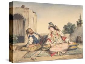 A Moorish Couple on Their Terrace, 1832-Eugene Delacroix-Stretched Canvas