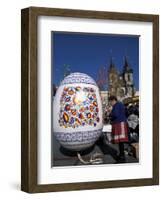 A Moravian Woman Decorating a Large Egg with Easter Designs on the Old Town Square, Prague-Richard Nebesky-Framed Photographic Print