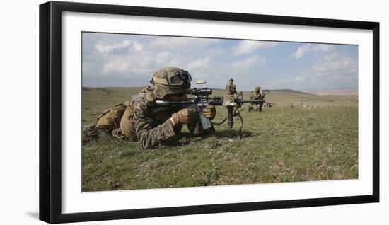 A Mortarman with the U.S. Marine Corps Fires an M4 Carbine-null-Framed Photographic Print