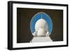 A mosque is framed by an arched passageway in Abu Dhabi, United Arab Emirates, Middle East-Logan Brown-Framed Photographic Print