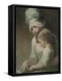 A Mother and Child Reading (Mrs Cumberland and Her Son)-George Romney-Framed Stretched Canvas