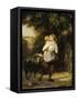 A Mother and Child with a Goat on a Path-Fritz Zuber-Buhler-Framed Stretched Canvas