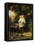 A Mother and Child with a Goat on a Path-Fritz Zuber-Buhler-Framed Stretched Canvas