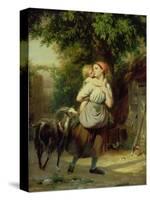 A Mother and Child with a Goat-Fritz Zuber-Buhler-Stretched Canvas