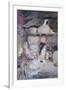 A Mother and Children Feeding Rabbits at the Door of a Thatched Cottage-David Woodlock-Framed Giclee Print