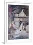 A Mother and Children Feeding Rabbits at the Door of a Thatched Cottage-David Woodlock-Framed Giclee Print