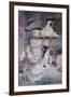 A Mother and Children Feeding Rabbits at the Door of a Thatched Cottage-David Woodlock-Framed Giclee Print