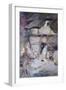 A Mother and Children Feeding Rabbits at the Door of a Thatched Cottage-David Woodlock-Framed Premium Giclee Print