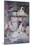 A Mother and Children Feeding Rabbits at the Door of a Thatched Cottage-David Woodlock-Mounted Premium Giclee Print