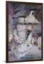 A Mother and Children Feeding Rabbits at the Door of a Thatched Cottage-David Woodlock-Framed Giclee Print