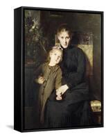 A Mother and Daughter in an Interior-Bertha Wegmann-Framed Stretched Canvas