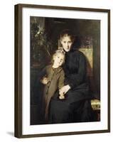 A Mother and Daughter in an Interior-Bertha Wegmann-Framed Giclee Print