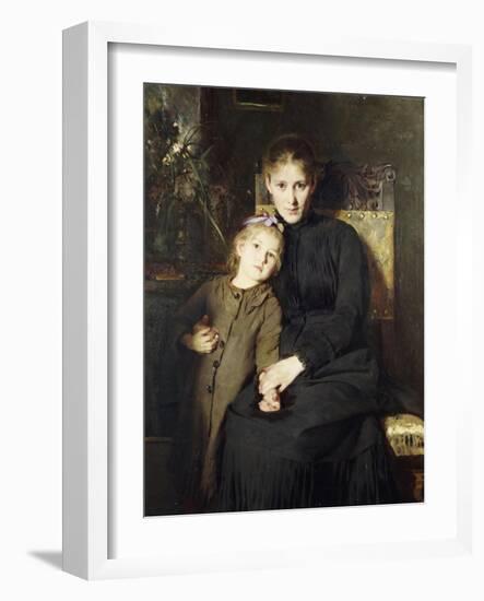 A Mother and Daughter in an Interior-Bertha Wegmann-Framed Giclee Print