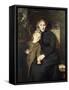 A Mother and Daughter in an Interior-Bertha Wegmann-Framed Stretched Canvas