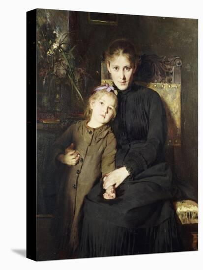 A Mother and Daughter in an Interior-Bertha Wegmann-Stretched Canvas