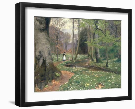 A Mother and her Children by a Stream-Hans Anderson Brendekilde-Framed Giclee Print