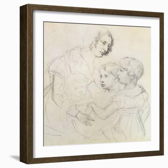 A Mother and Her Children-Theodore Gericault-Framed Giclee Print