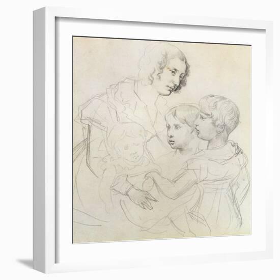 A Mother and Her Children-Theodore Gericault-Framed Giclee Print