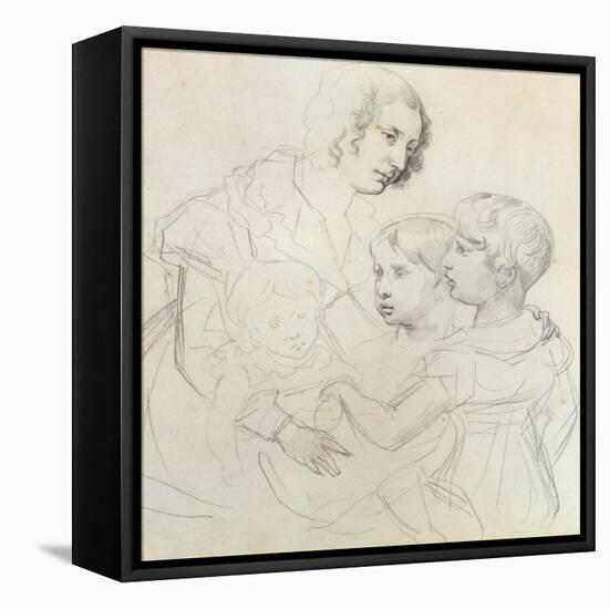 A Mother and Her Children-Theodore Gericault-Framed Stretched Canvas