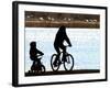 A Mother and Son are Silhouetted as They Ride Along the Schuylkill River-null-Framed Photographic Print