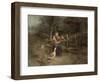 A Mother and Two Children with Geese, C.1870-75 (Oil on Canvas)-Jan Mari Henri Ten Kate-Framed Giclee Print