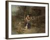 A Mother and Two Children with Geese, C.1870-75 (Oil on Canvas)-Jan Mari Henri Ten Kate-Framed Giclee Print