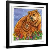 A Mother Bear and Her Cub in the Flowers. Mom-Wendy Edelson-Framed Giclee Print