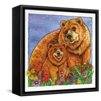 A Mother Bear and Her Cub in the Flowers. Mom-Wendy Edelson-Framed Stretched Canvas