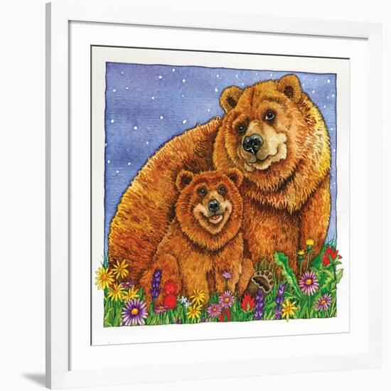 A Mother Bear and Her Cub in the Flowers. Mom-Wendy Edelson-Framed Giclee Print