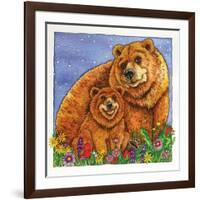 A Mother Bear and Her Cub in the Flowers. Mom-Wendy Edelson-Framed Giclee Print