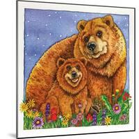 A Mother Bear and Her Cub in the Flowers. Mom-Wendy Edelson-Mounted Giclee Print