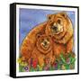 A Mother Bear and Her Cub in the Flowers. Mom-Wendy Edelson-Framed Stretched Canvas