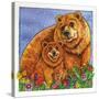 A Mother Bear and Her Cub in the Flowers. Mom-Wendy Edelson-Stretched Canvas