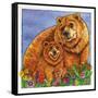 A Mother Bear and Her Cub in the Flowers. Mom-Wendy Edelson-Framed Stretched Canvas