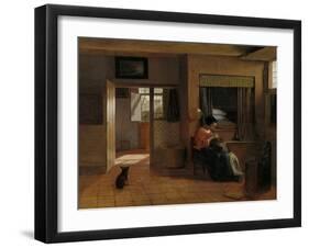 A Mother Delousing her Child’s Hair, Known as ‘A Mother’s Duty’, c.1658-60-Pieter de Hooch-Framed Giclee Print