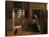 A Mother Delousing Her Childs Hair-Pieter de Hooch-Stretched Canvas