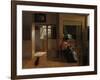 A Mother Delousing Her Childs Hair-Pieter de Hooch-Framed Art Print