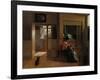 A Mother Delousing Her Childs Hair-Pieter de Hooch-Framed Art Print