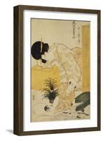 A Mother Dozing While Her Child Topples a Fish Bowl-Kitagawa Utamaro-Framed Giclee Print