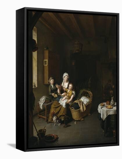 A Mother Feeding Her Child (The Happy Mother), 1707-Willem Van Mieris-Framed Stretched Canvas