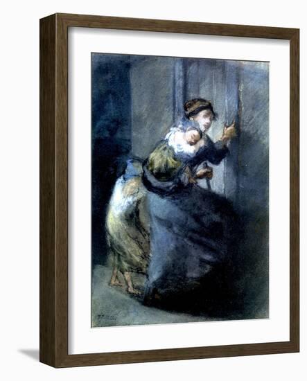 A Mother Fleeing with Two Children-Jean-François Millet-Framed Giclee Print