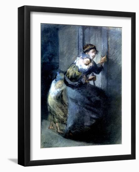 A Mother Fleeing with Two Children-Jean-François Millet-Framed Giclee Print
