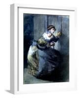 A Mother Fleeing with Two Children-Jean-François Millet-Framed Giclee Print