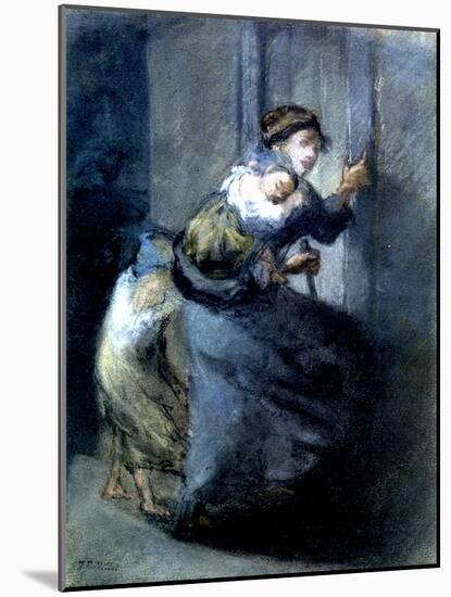 A Mother Fleeing with Two Children-Jean-François Millet-Mounted Giclee Print